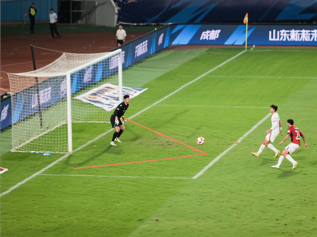斜角定位球战术：在比赛第一个进球中，成都